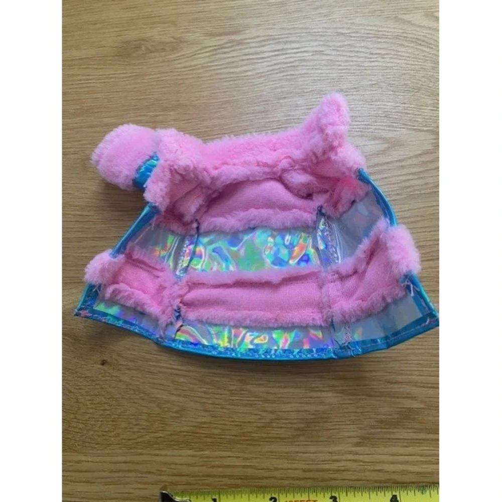 Barbie Jacket Doll Accessory Pink Blue Good Holographic Faux Fur Trim Glam